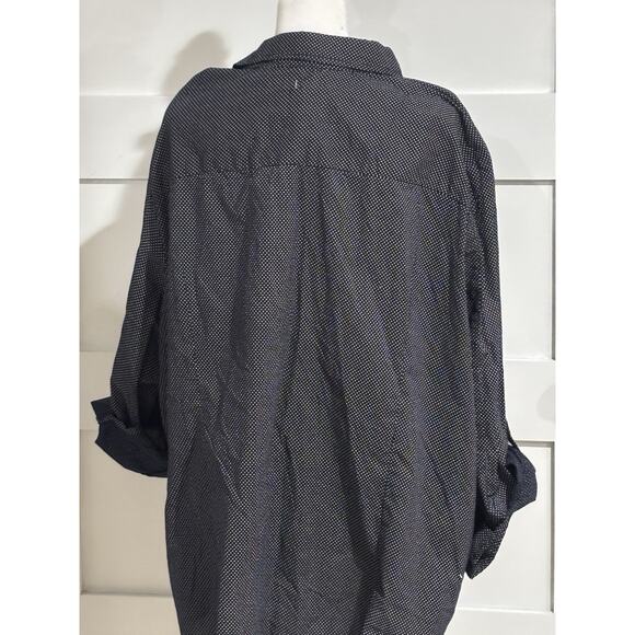 Tommy Hilfiger Ladies Blouse Black W/Dots Optional Button Up Sleeves MSRP$69 - Picture 3 of 8